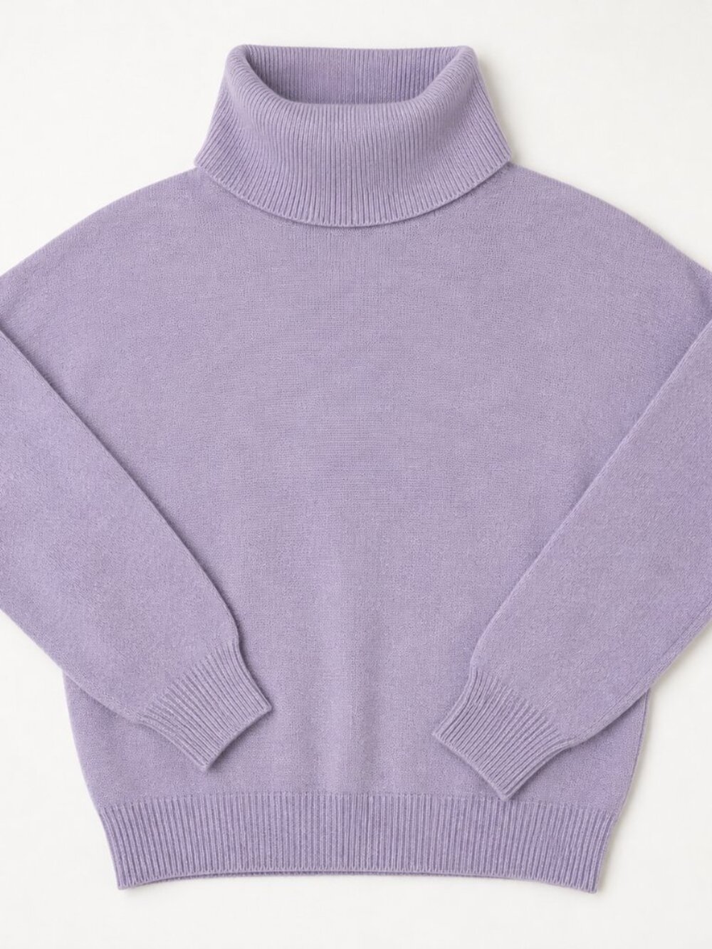 Vintage Angora Lambswool Lurex Lavender Batwing Turtleneck Sweater Small PGS